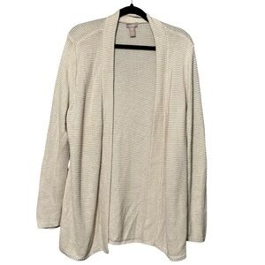 Chico’s Open Front Cotton Blend Long Sleeve Chunky Knit Neutral Cardigan